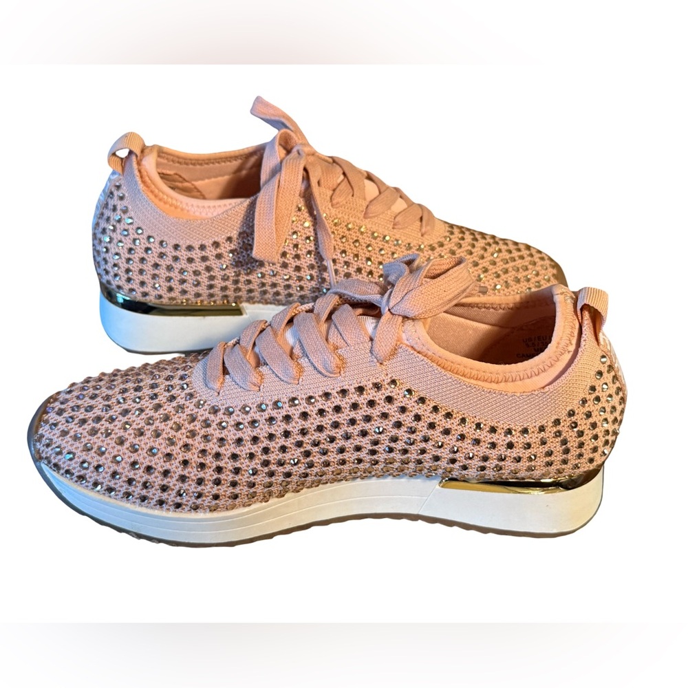 Kenneth Cole NWT Women's Stunning Pink Knit Rhinestone Bling Sneakers (SH217) - Picture 7 of 12